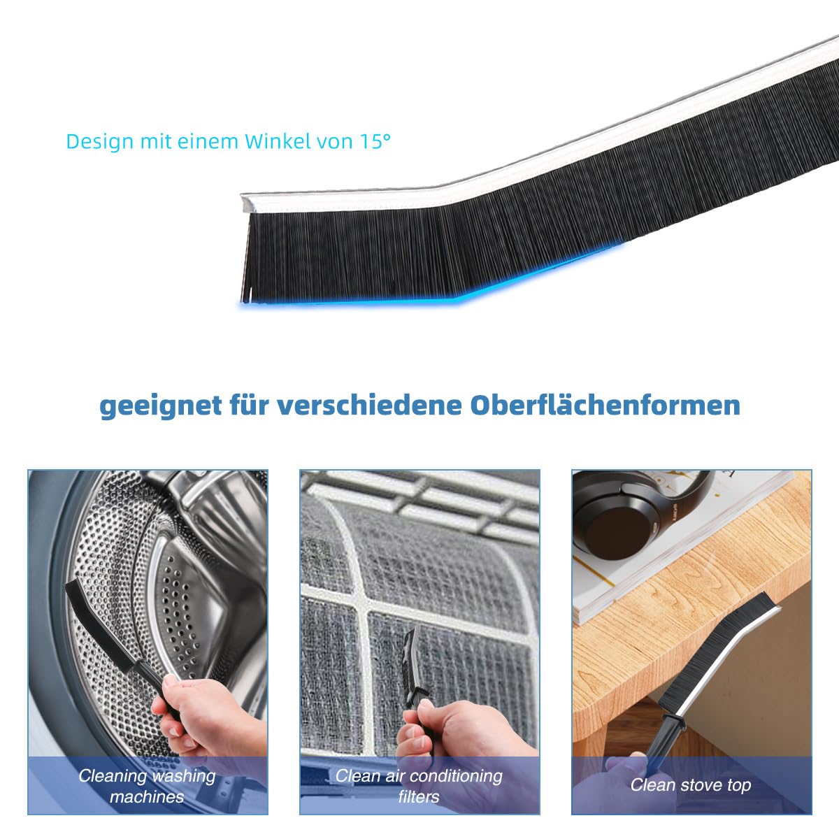 CUCM Cleaning Brush,Hard Bristle Crevice Cleaning Brush UK 3 Pcs Bathroom Crevice Gaps Brush Groove Crevice Cleaning Tool for Narrow Corners in Home Kitchen Bathroom and Window — view 5