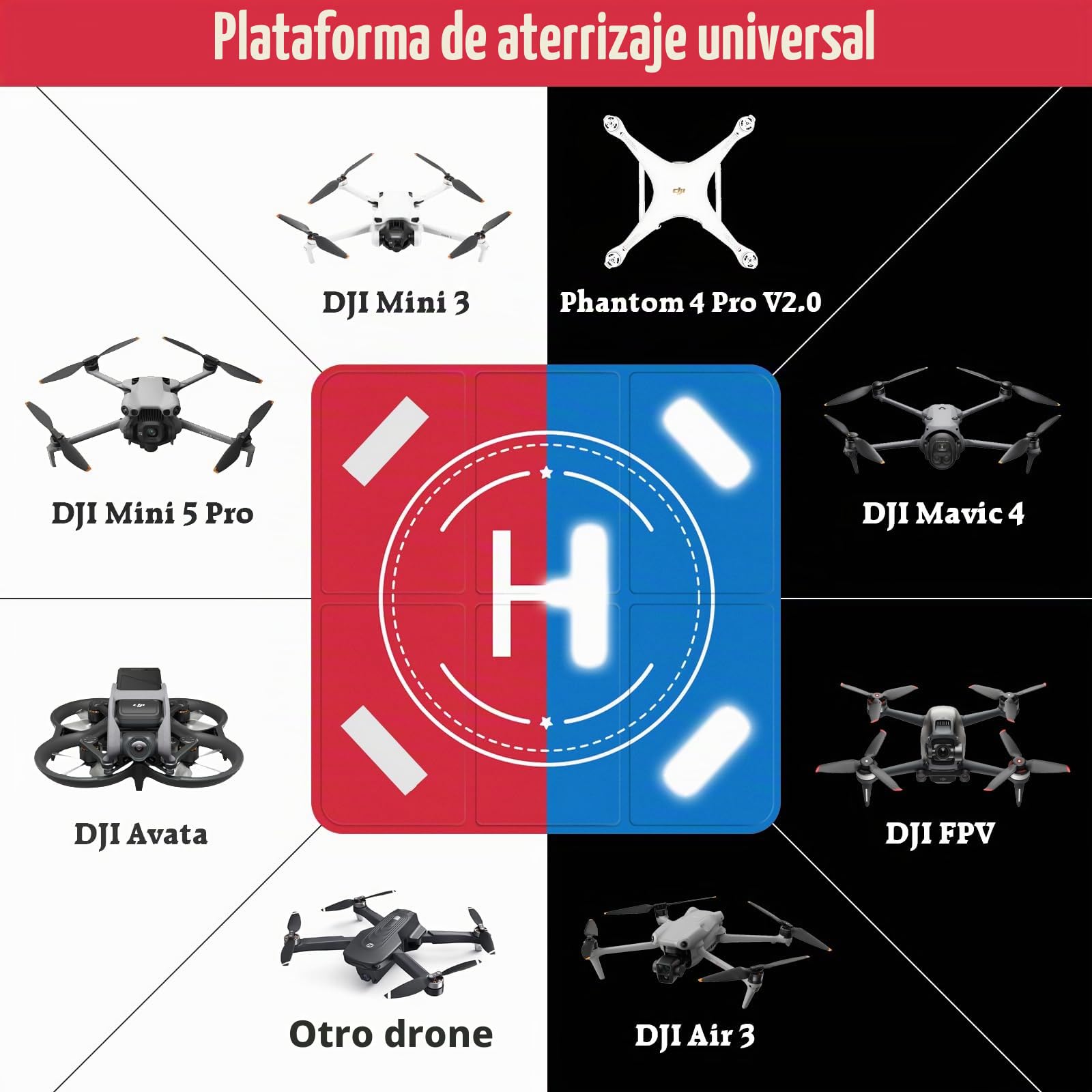 FPVtosky Drone de aterrizaje universal plegable, doble cara, impermeable, almohadilla de aterrizaje para DJI Mini 4k/Neo/Lito X1/Mini 3/4/5 Pro/Mavic/Air/Avata/FPV/Phantom/Inspire