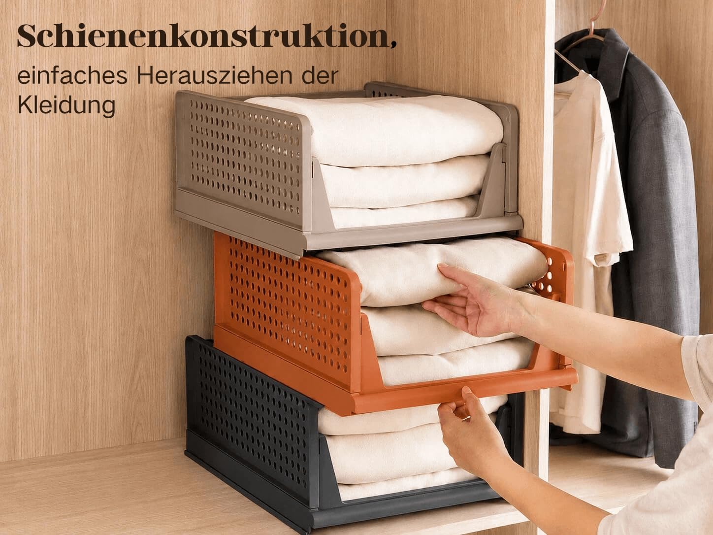 RMAN Organizer Armadio di 8 Pezzi Cassetti per Armadio Interno Organizer Armadio Plastic Contenitori Salvaspazio per Camera da letto, Casa, Cucina, Bagno, Marrone | organizer guardaroba, scatole portaoggetti, vestiti, biancheria intima, top, pantaloni, cr