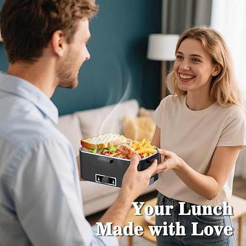 Miniatura 2 de Lonchera eléctrica para adultos  Paquete de 2 contenedores de 1.8 L de 100 W con calefacción para hombres, calentador de alimentos portátil con