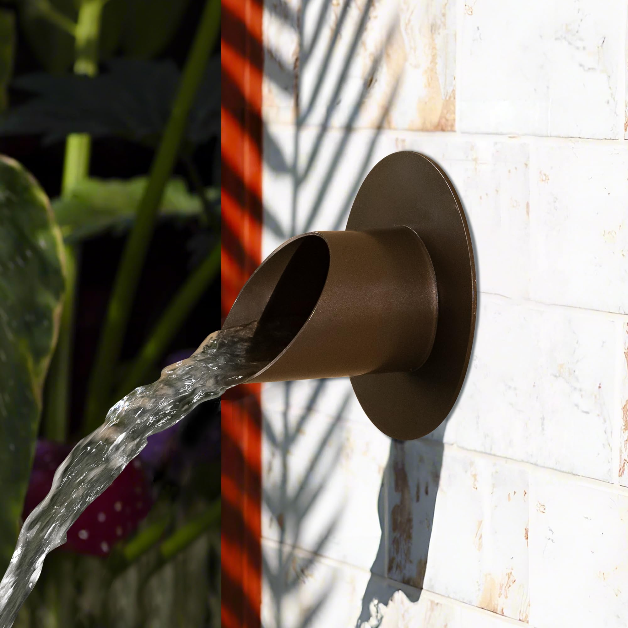 PONDO 3-Inch 316 Stainless Steel Round Water Fountain Spout – Outdoor Water Feature Scupper with Smooth Flow and Seamless Welded Construction for Pool, Pond, Water Wall (Brown)-image-2