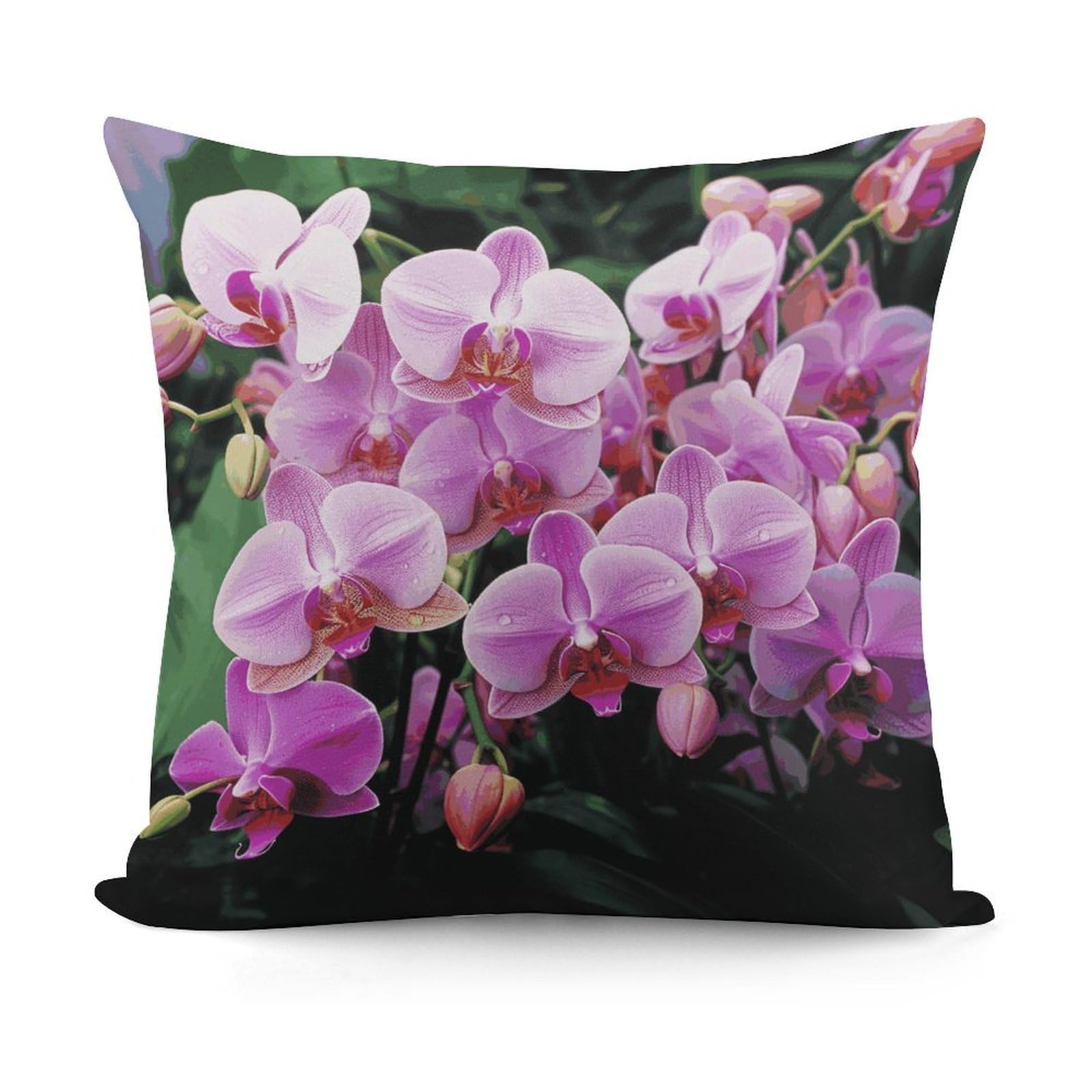 JTREHY Orchids Pillow Covers Decorative Throw Pillow Covers Soft Decor Couch Cushion Case Modern Square Pillow Cases Summer Pillow Cover for Sofa Living Room 18x18 in