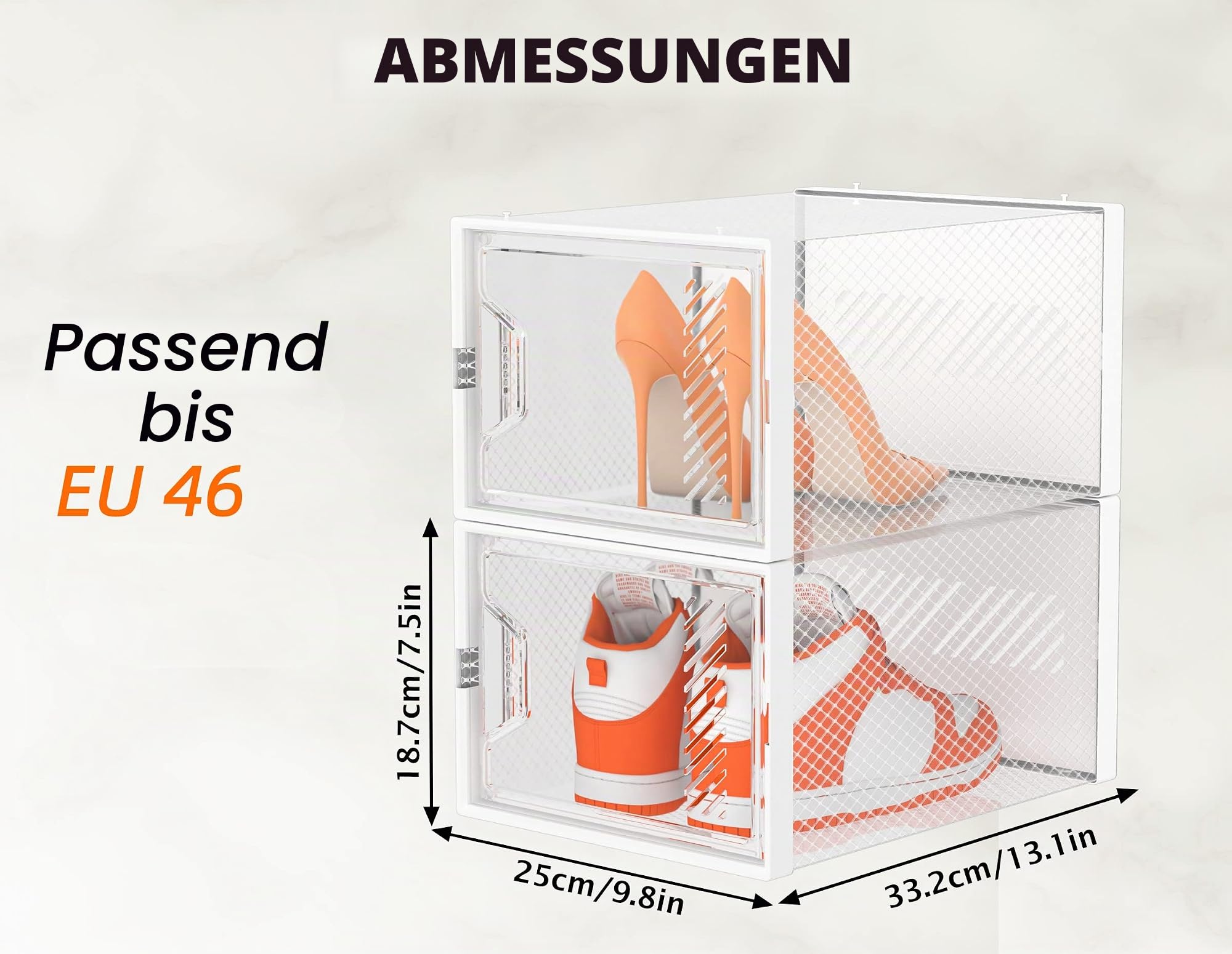 SIMPDIY Schuhboxen Stapelbar Transparent, 24er Pack Schuhkarton mit Deckel, Schuhaufbewahrung für Stöckelschuhe, Stiefeletten, Pumps, High Tops, bis Größe 46