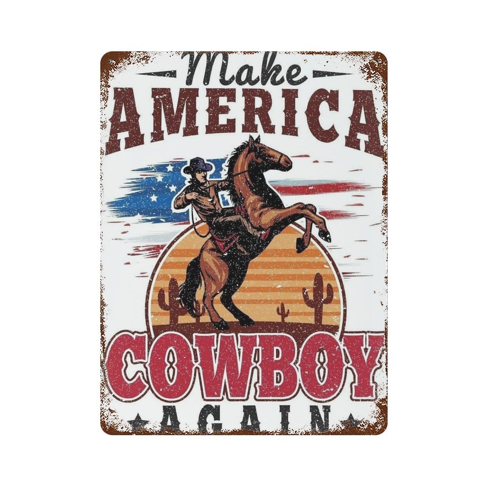 YHGERTKU Cowboy 1 Wall Art Retro Iron Vintage Metal Tin Sign Poster Modern Decor for Living Rooms Gift 40x30cm