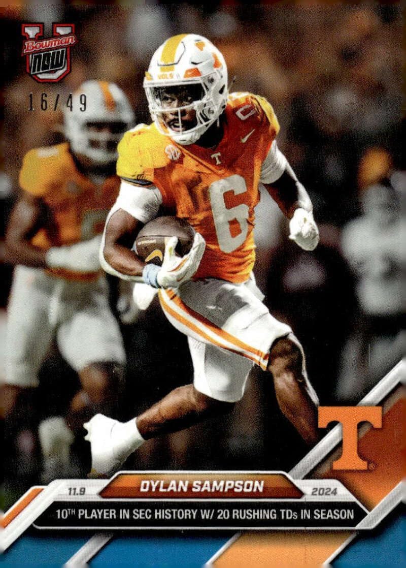 DYLAN SAMPSON RC SP 2024 Bow man NOW Collection Blue 16/49 Pre-ROOKIE #39 Tennessee NM-MT Football 20 Rushing TDs