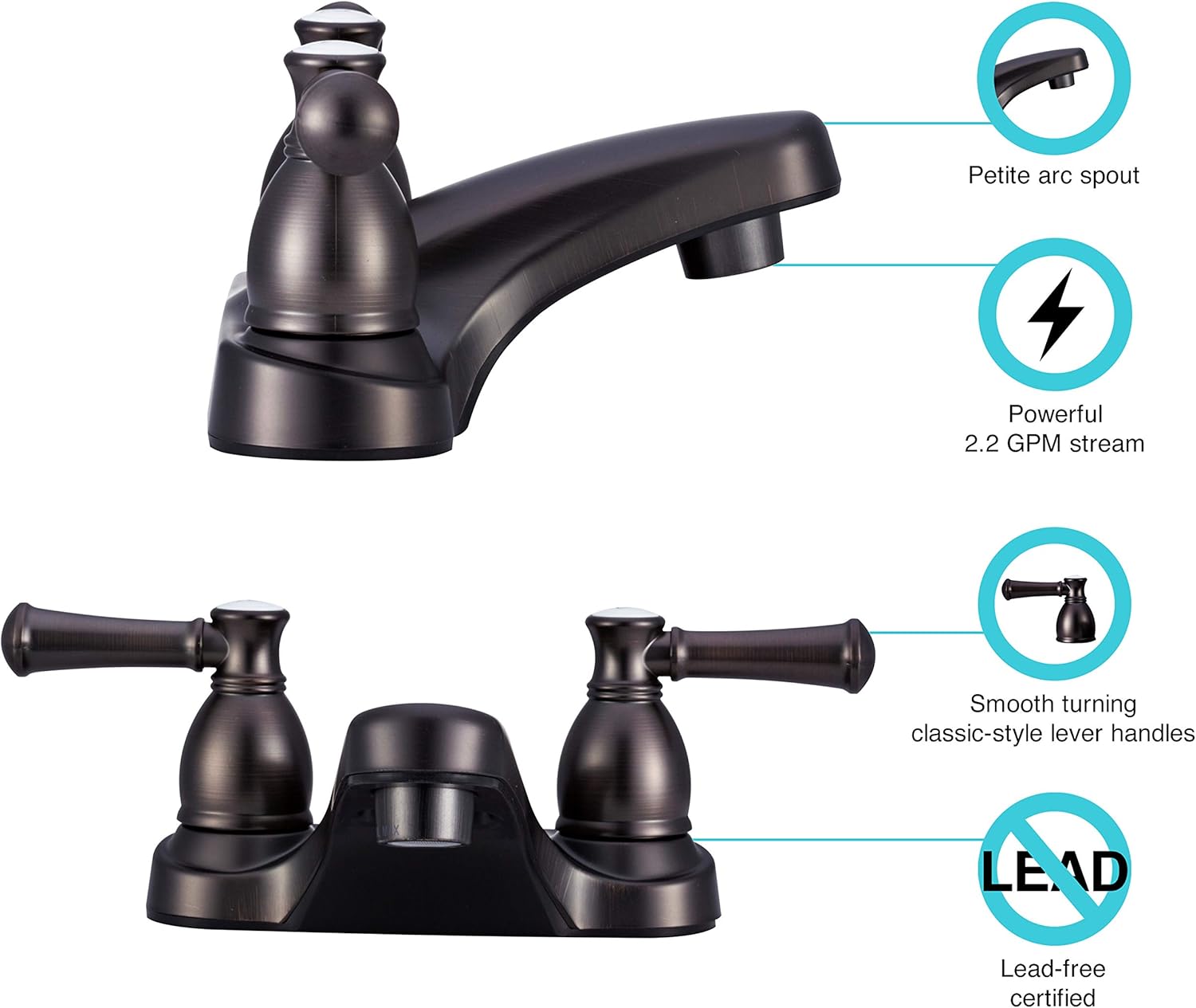 Black Friday - 40% OFF Dura Faucet DF-PL700L-VB RV Bathroom Faucet with Classical Hot and Cold Handles (Venetian Bronze)