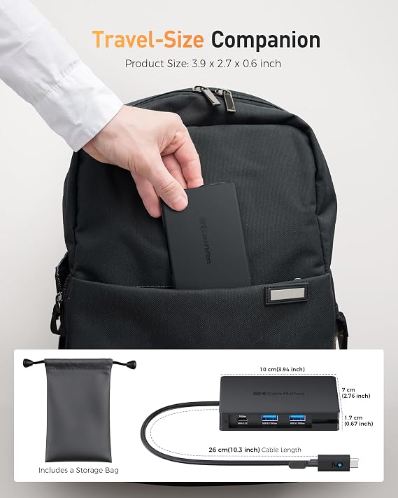Cable Matters 8-in-1 Portable 40Gbps Dual HDMI USB4 Hub