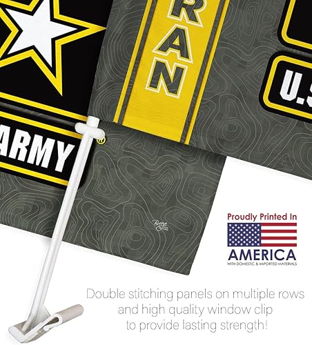 Miniatura 3 de Breeze Decor Bandera de coche del ejército de Estados Unidos, paquete de 2 unidades, bandera para Carros para auto, pequeño cartel para ventana,