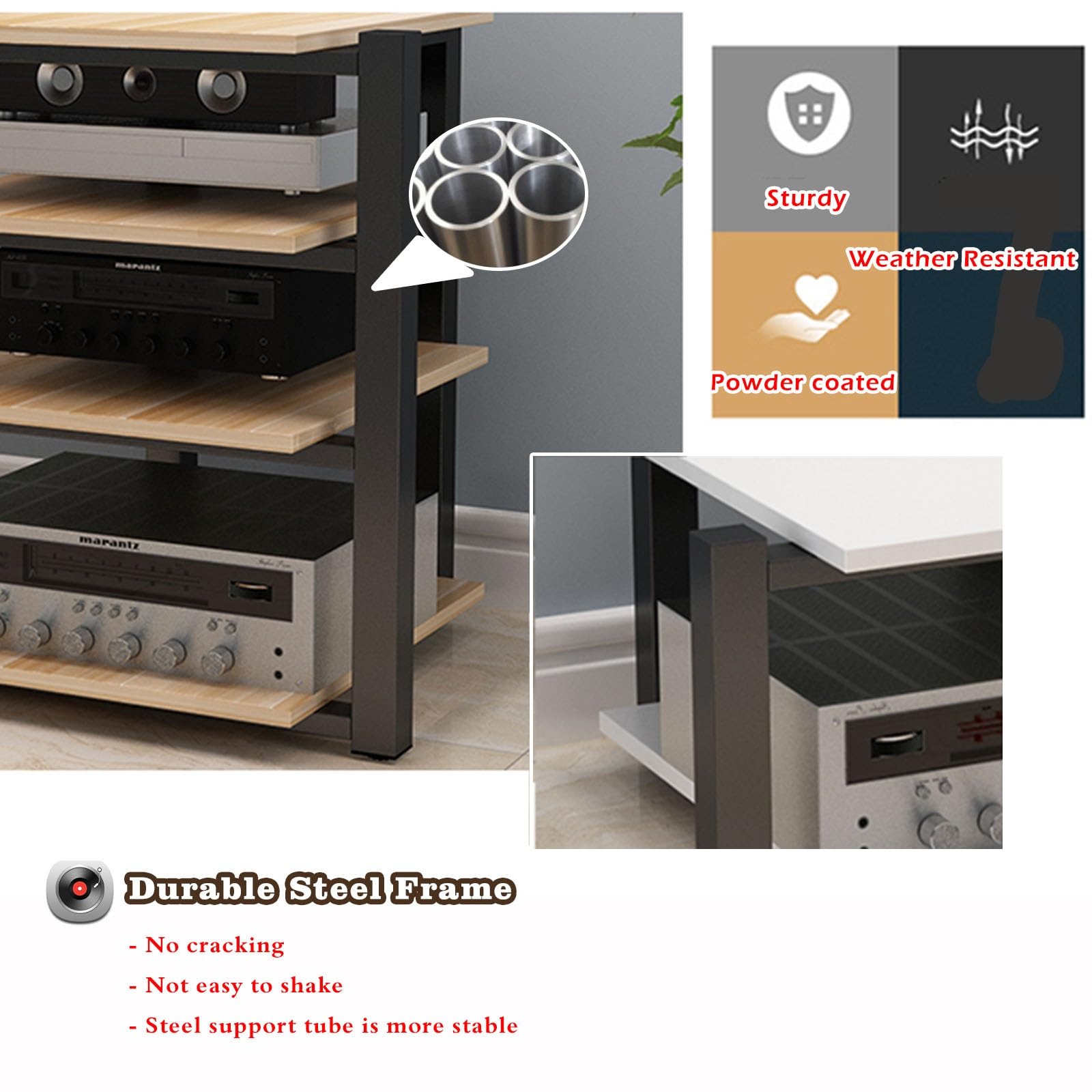 mueble equipo hifi Soporte De Audio En Torre, Soporte Para Componentes Audiovisuales, Capacidad Total De 661 Libras, Soporte Para Reproductor De CD Y DVD, Estante De Almacenamiento De Esquina Con Marc