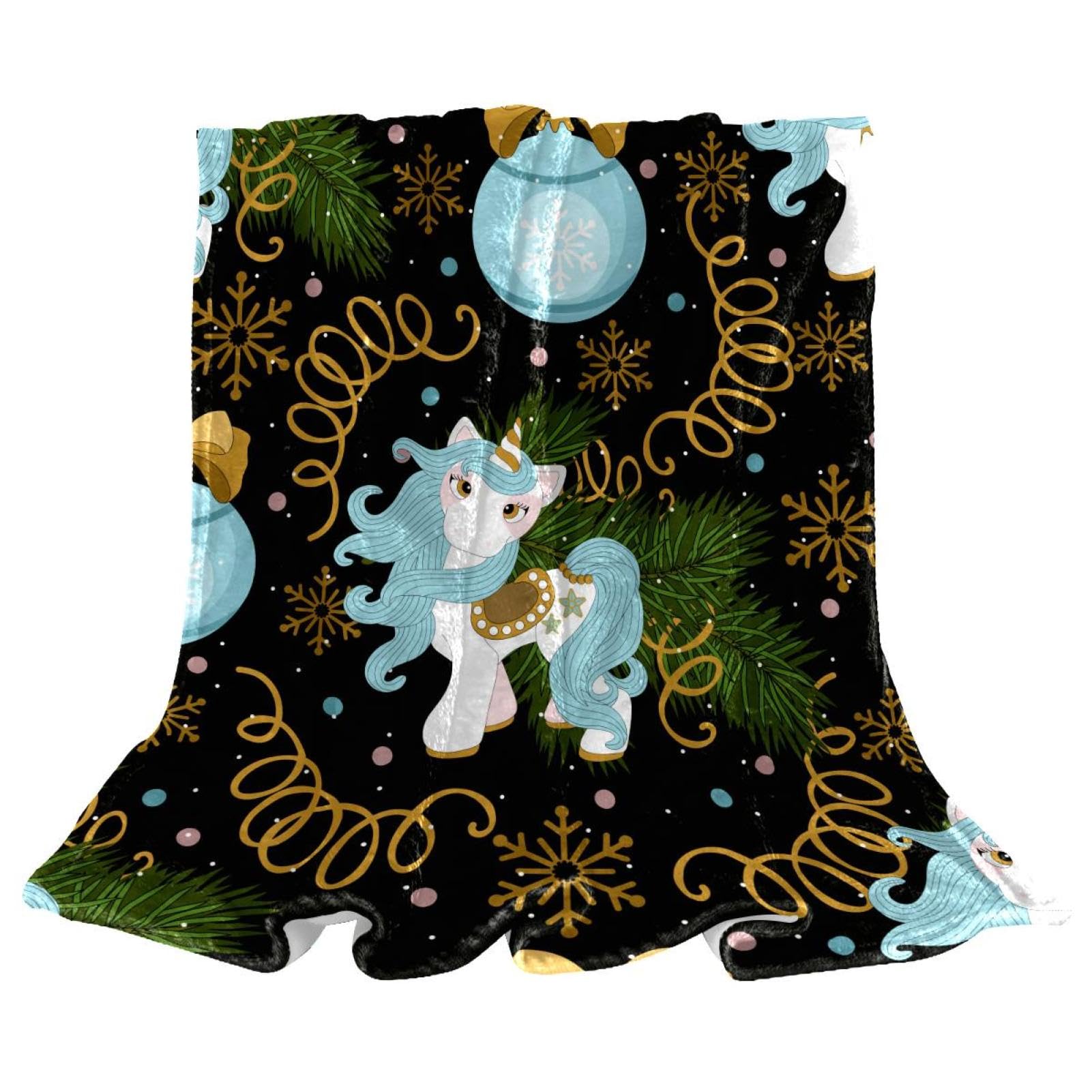Couverture polaire licorne de Noël idéale pour un hiver cocooning au salon 150x200cm
