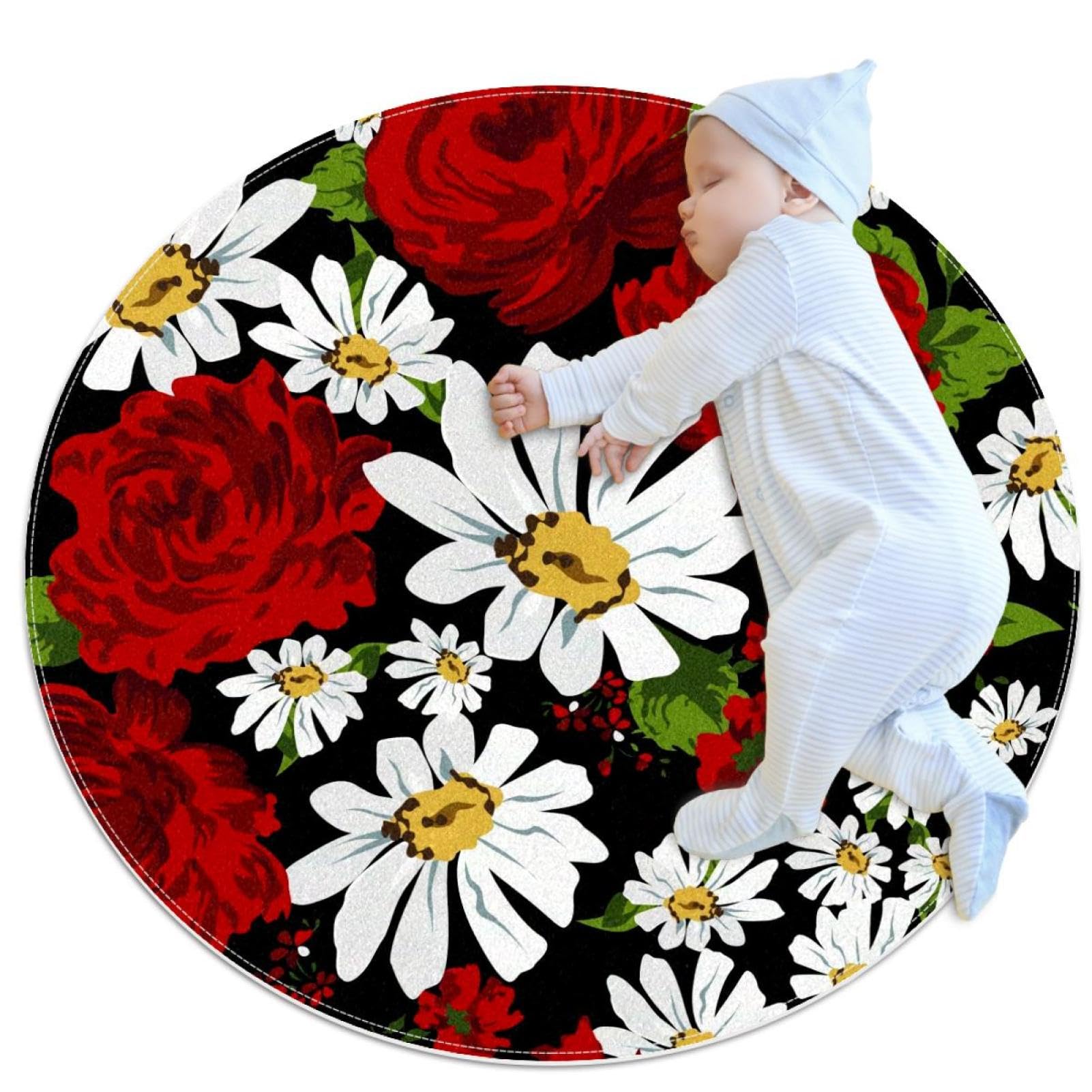 Tapis antidérapant fleurs sauvages 1m pour salle de bain et chambre