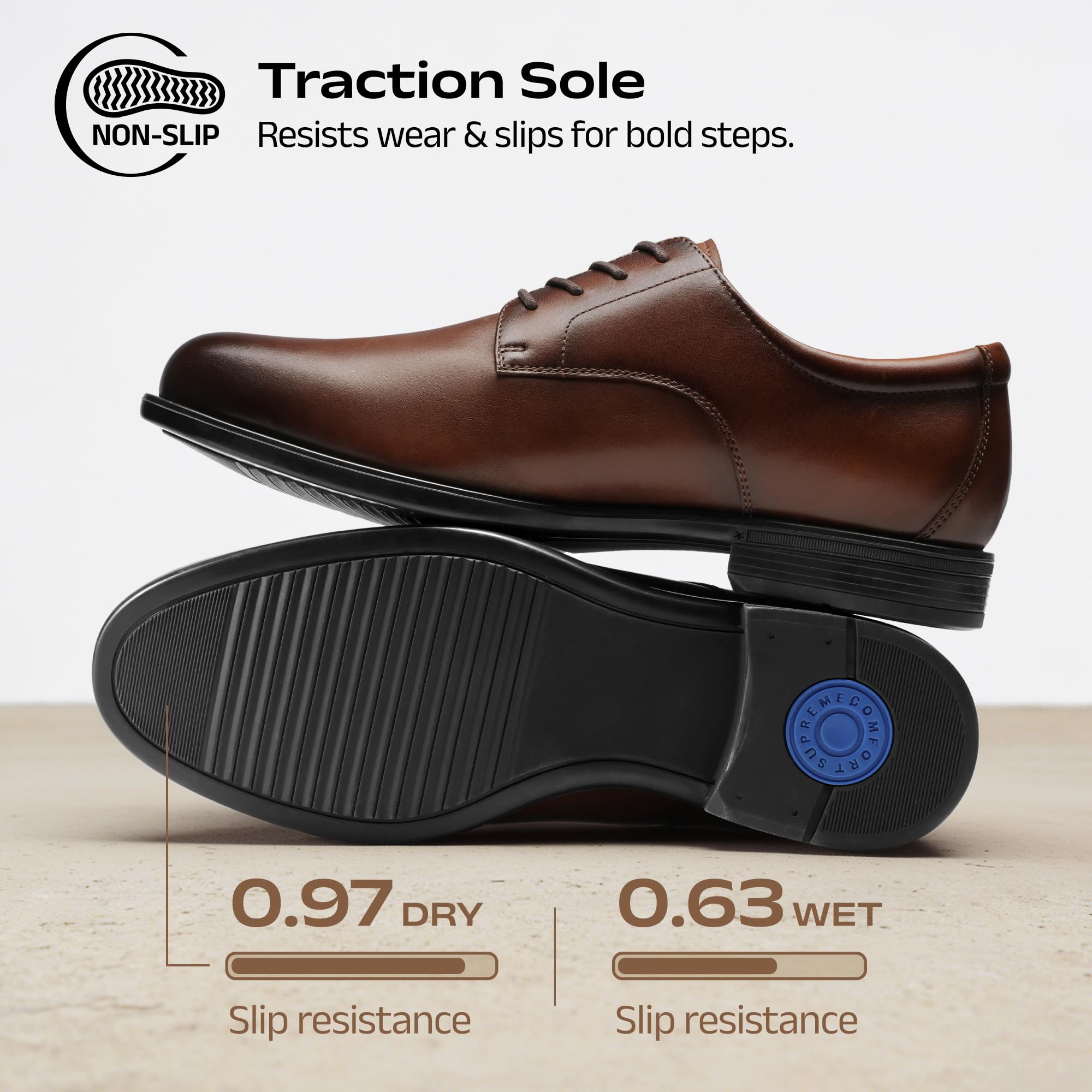 Bruno Marc Zapatos de vestir clásicos de cuero para hombre, cómodos, Oxfords para negocios, formales, con cordones — view 7