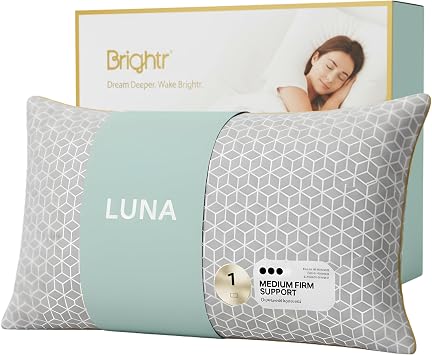Brightr   Luna  Memory Foam Pillow for Neck and Shoulder Pain | Height Adjustable Pillow for Side Sleepers | Osteopath Recommended | Skin Cooling | Anti Dust Mite | Medium Firm