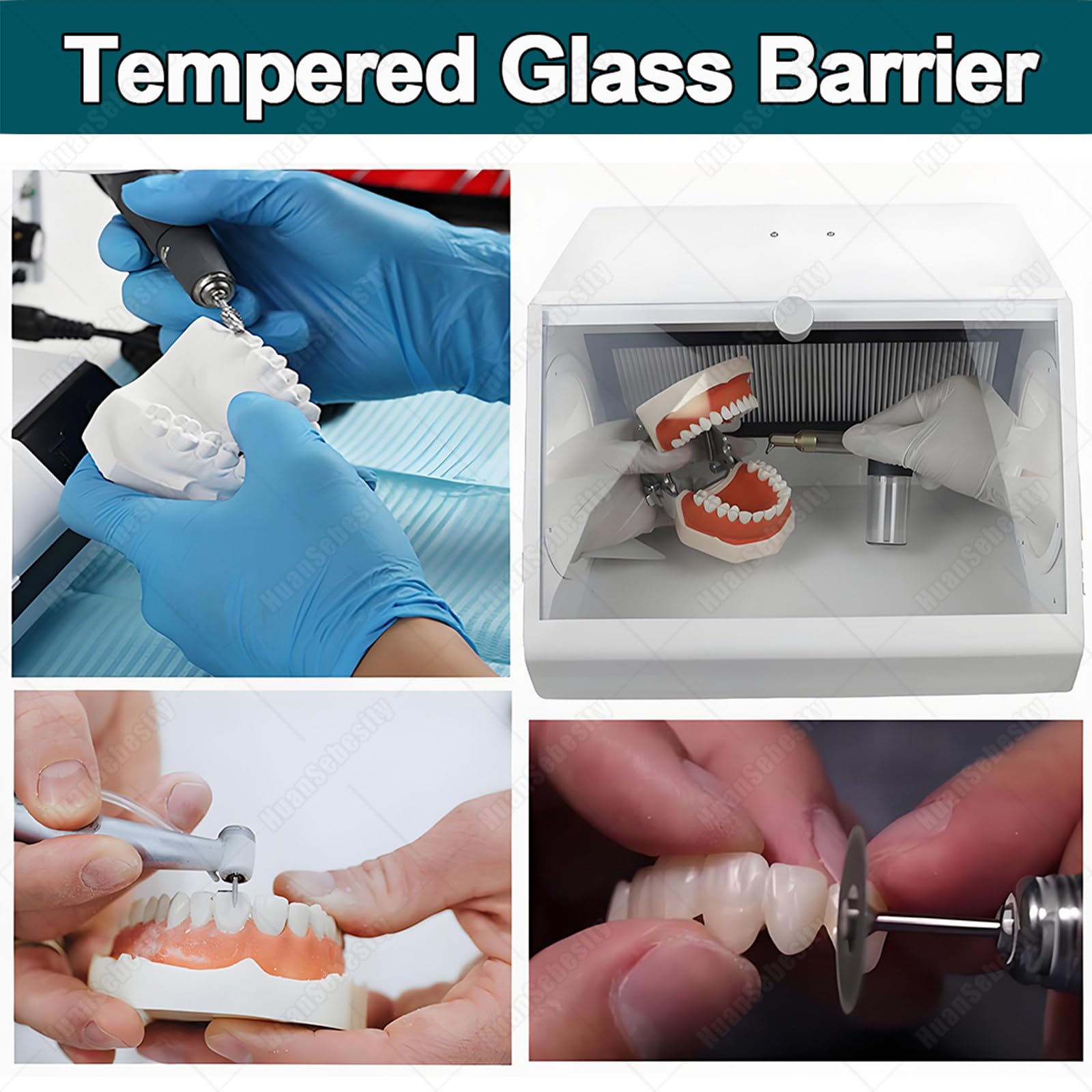 Scatola Lucidatura E Molatura Dentale,Custodia Antipolvere per Laboratorio Odontotecnico,Vetro Temperato Ad Alta Trasparenza per visibilità Ottimale E Protezione Contro La Polvere