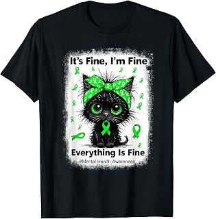 Mental Health Warrior Awareness Black Cat Brain Illness T-Shirt