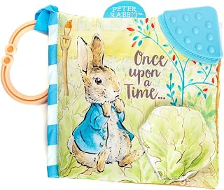 Kids Preferred Peter Rabbit Soft Book Teether with Crinkle Sounds, Peek-a-Boo Flap & Squeaker - 5 Inch Sensory Baby Toy