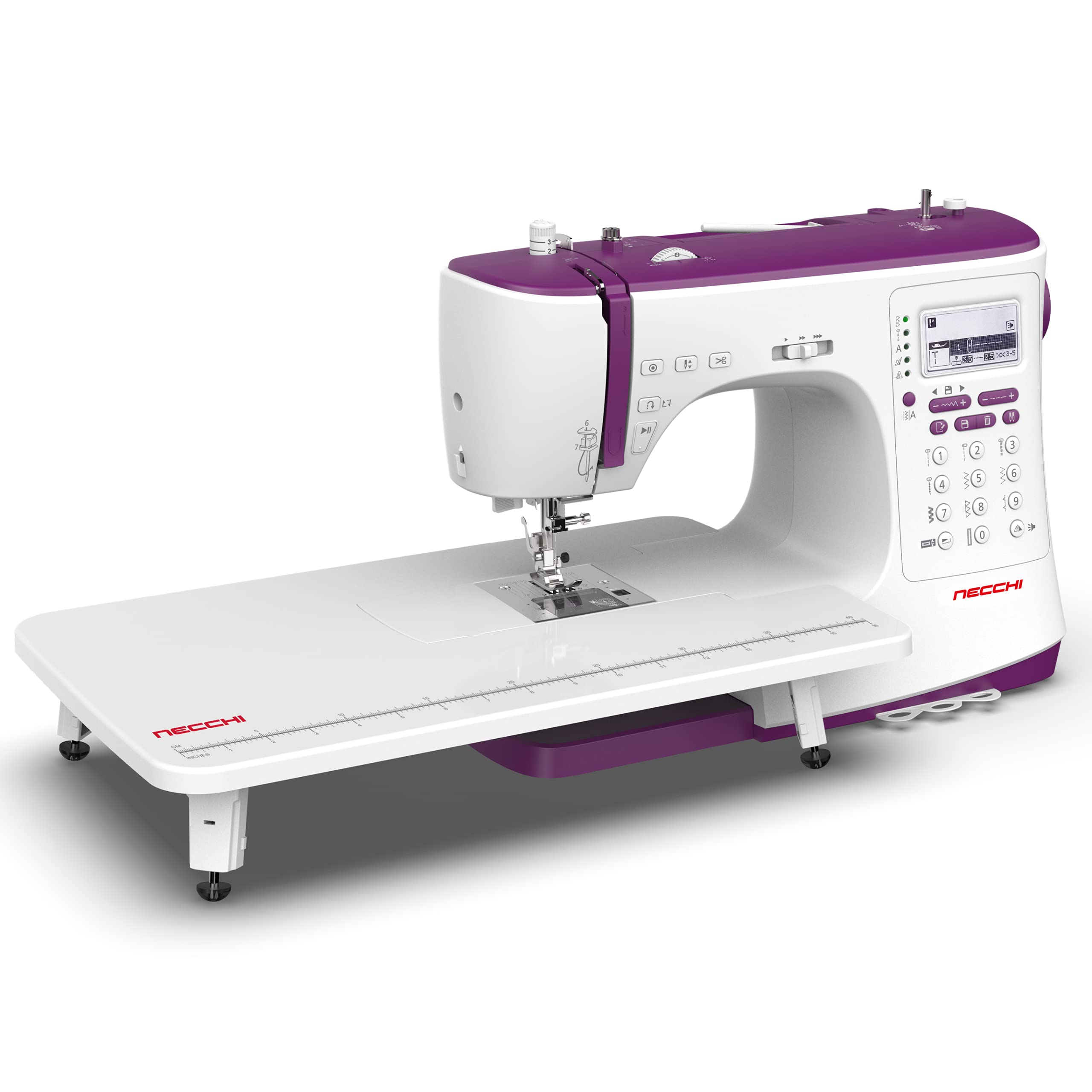 Necchi Máquina de coser NC-204D, interior de fundición a presión de aluminio, carcasa de ABS, violeta, regular