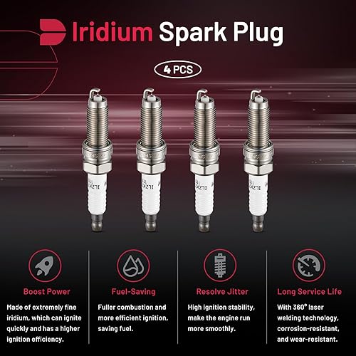 Miniatura 5 de BDFHYK Juego de 4 bujías iridio compatibles con Acura Chrysler Dodge Honda Hyundai Isuzu Jeep, Kia Mazda Saturn 1.5L 1.6L 1.8L 2.0L 2.1L 2.2L 2.3L