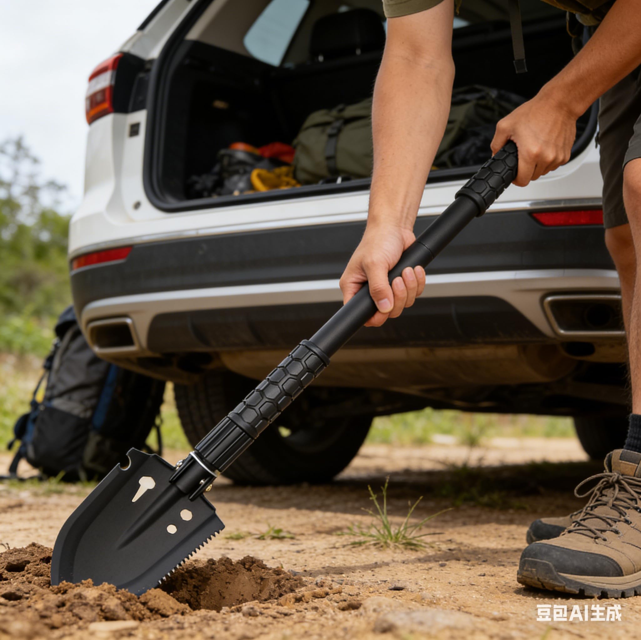Pala Plegable Multifuncional 66 cm, Pala de Nieve Plegable, Pala Plegable Militar, Pala de Supervivencia Camping, Portátil Pala Plegable para Camping, Jardín, Supervivencia, Senderismo, Car