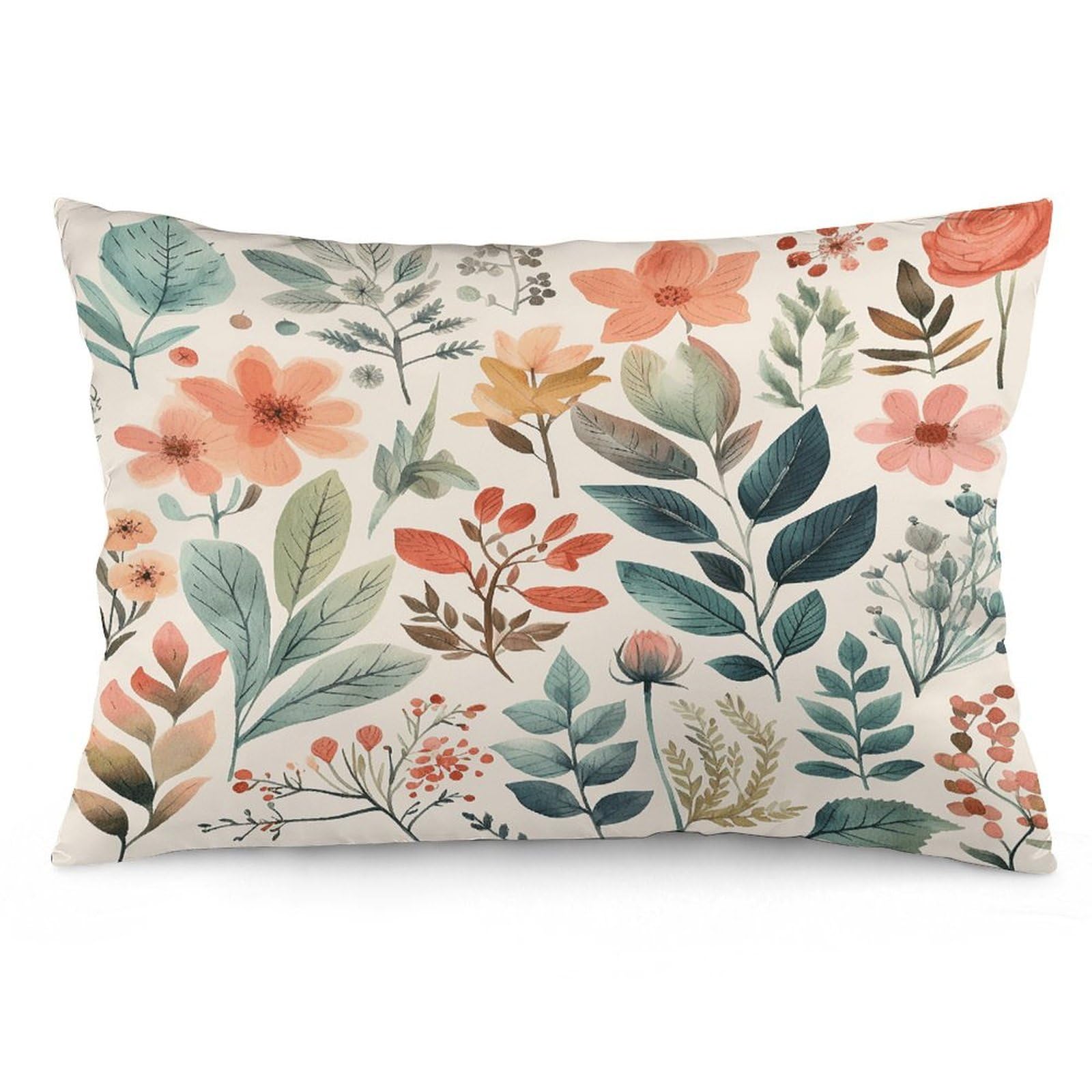 Watercolor Flowers Throw Pillow Cover Soft Pillow Case Decorative Lumbar Pillow Cover Cozy Throw Pillowcase Polyester Rectangular Cushion Case Decor for Couch Sofa Bed