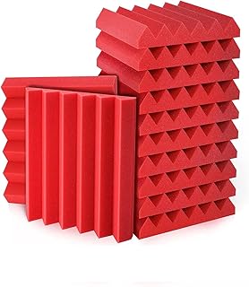 STCK 10 x Paneles acustico, 30x30x2,5cm acustica Pared, Ignifugo, Alta Densidad Paneles Acústicos para Estudios, Estudios de Grabación, Oficinas (Color : Rojo, Tamaño : 30cm/12in)