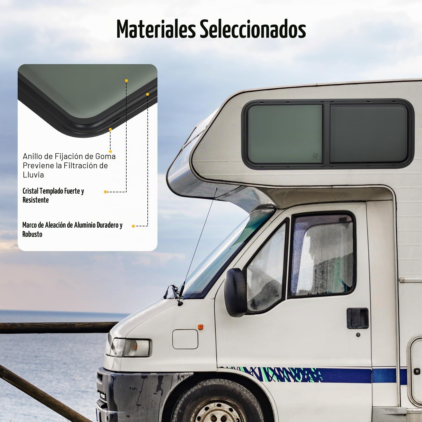 Ventana Lateral de Caravana, Corredera con Protección contra Insectos, Repuesto para Autocaravanas, Remolques, Camionetas u Otros Vehículos (1000 x 400 mm)