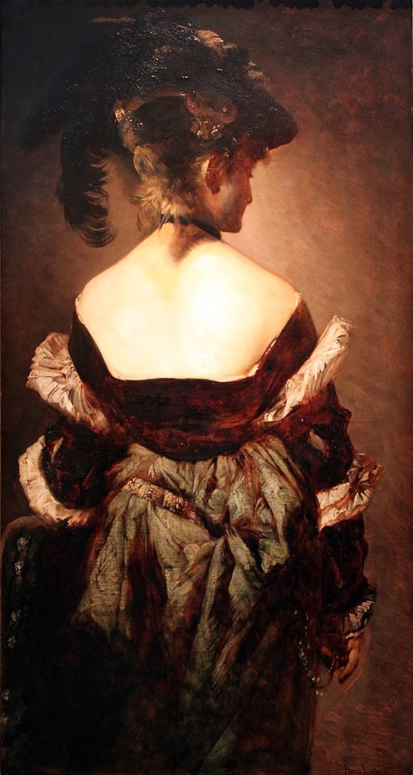 SERENDIPITP Retro Picture Poster Wall Art Pictures Painting Lady with Feather Hat by Hans Makart Wall Art Canvas Print for Wall Decor 60x90cm