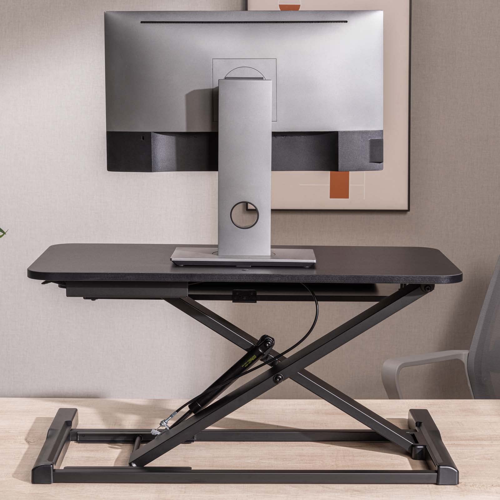 WilTec Toboli Schreibtischaufsatz mit Tastaturablage 80x40cm höhenverstellbares Steh-Sitz-Pult für Monitore