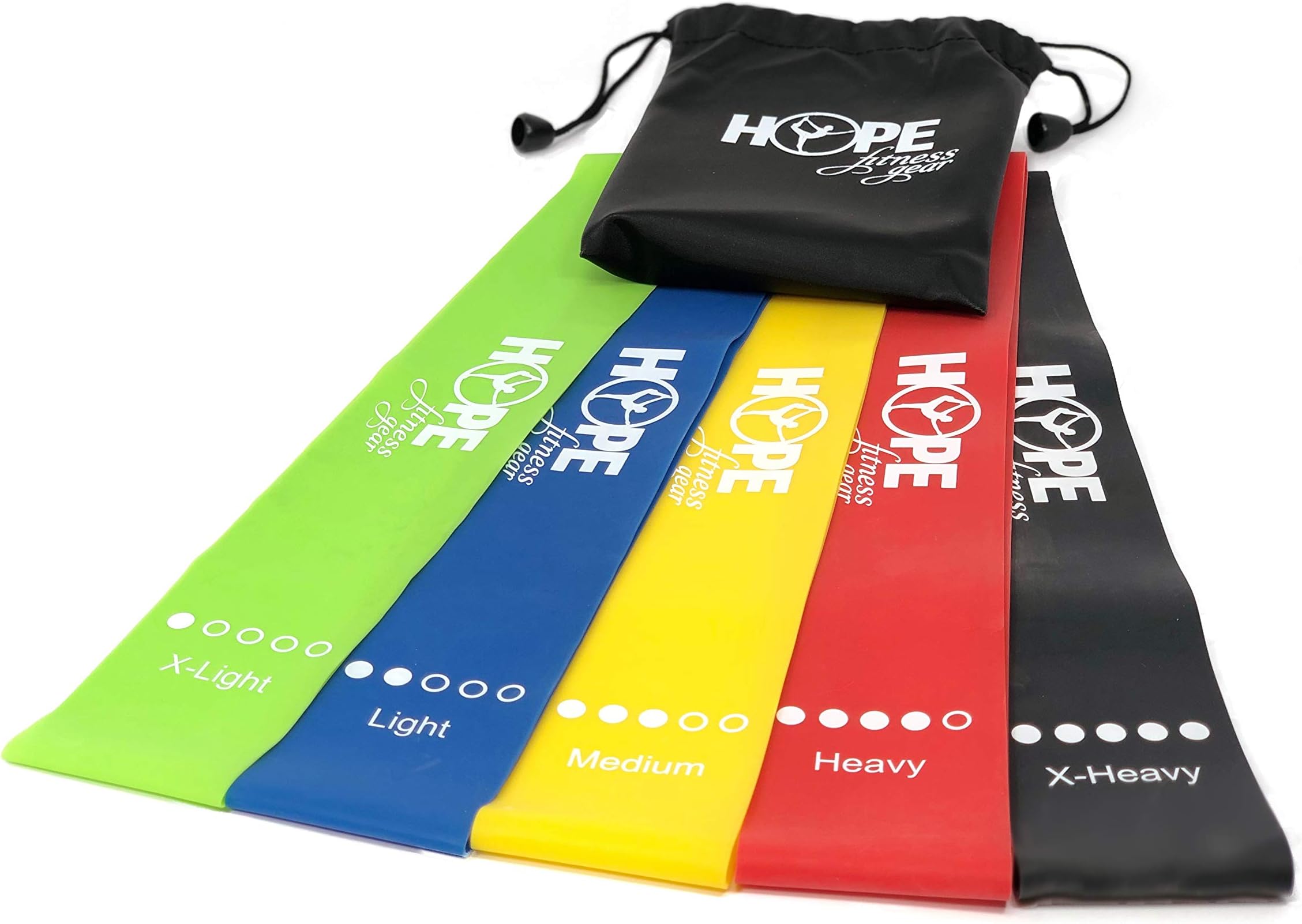Resistance Bands Set - 5 Booty & Loop Bands with Carry Bag & Exercise Guide