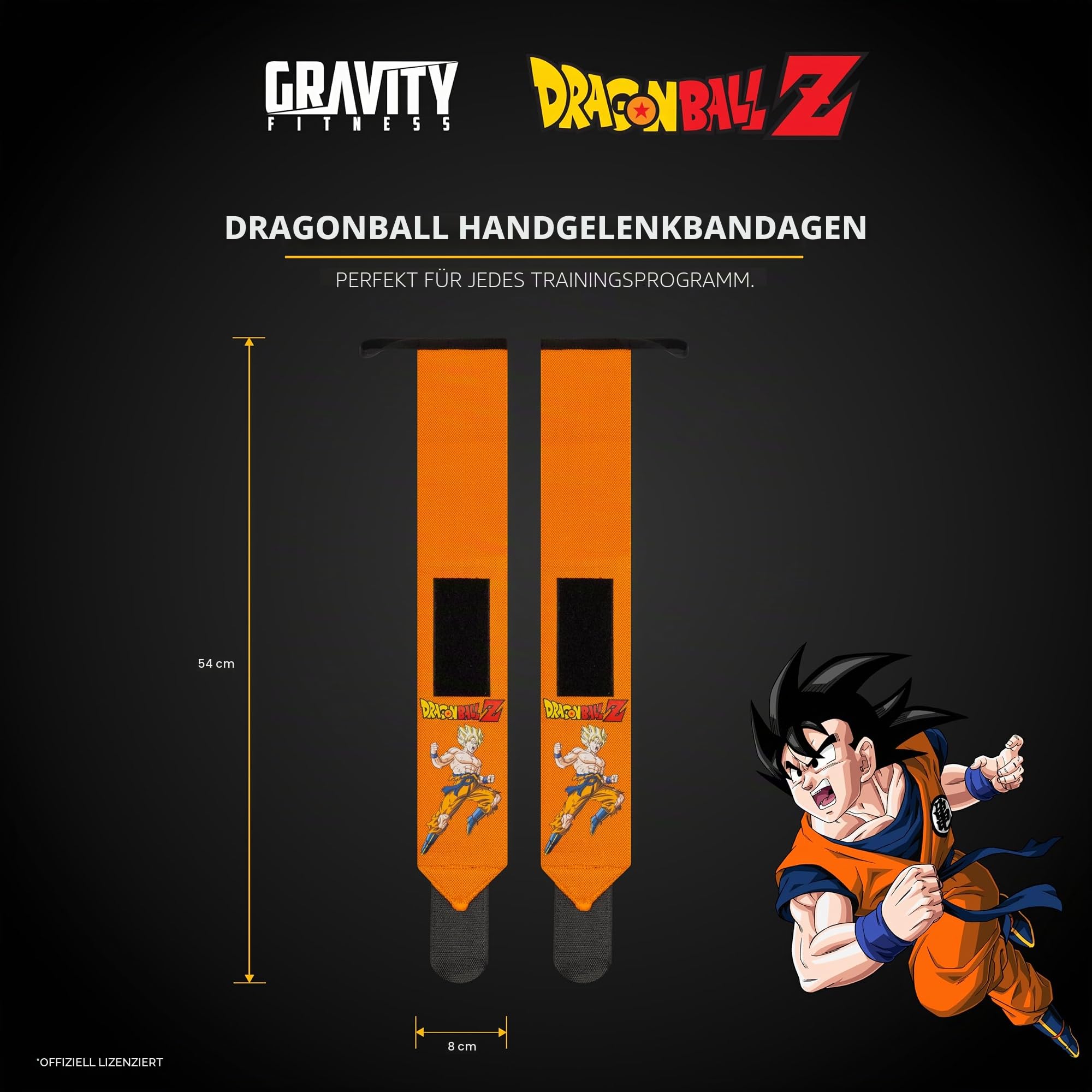 GRAVITY FITNESS Dragon Ball Z Lifting Straps for Gym - Official Wrist Wraps Weightlifting, Wrist Straps Weightlifting, Gym Accessories, Wrist Weights for Women, Goku Anime Gym Wrist Support