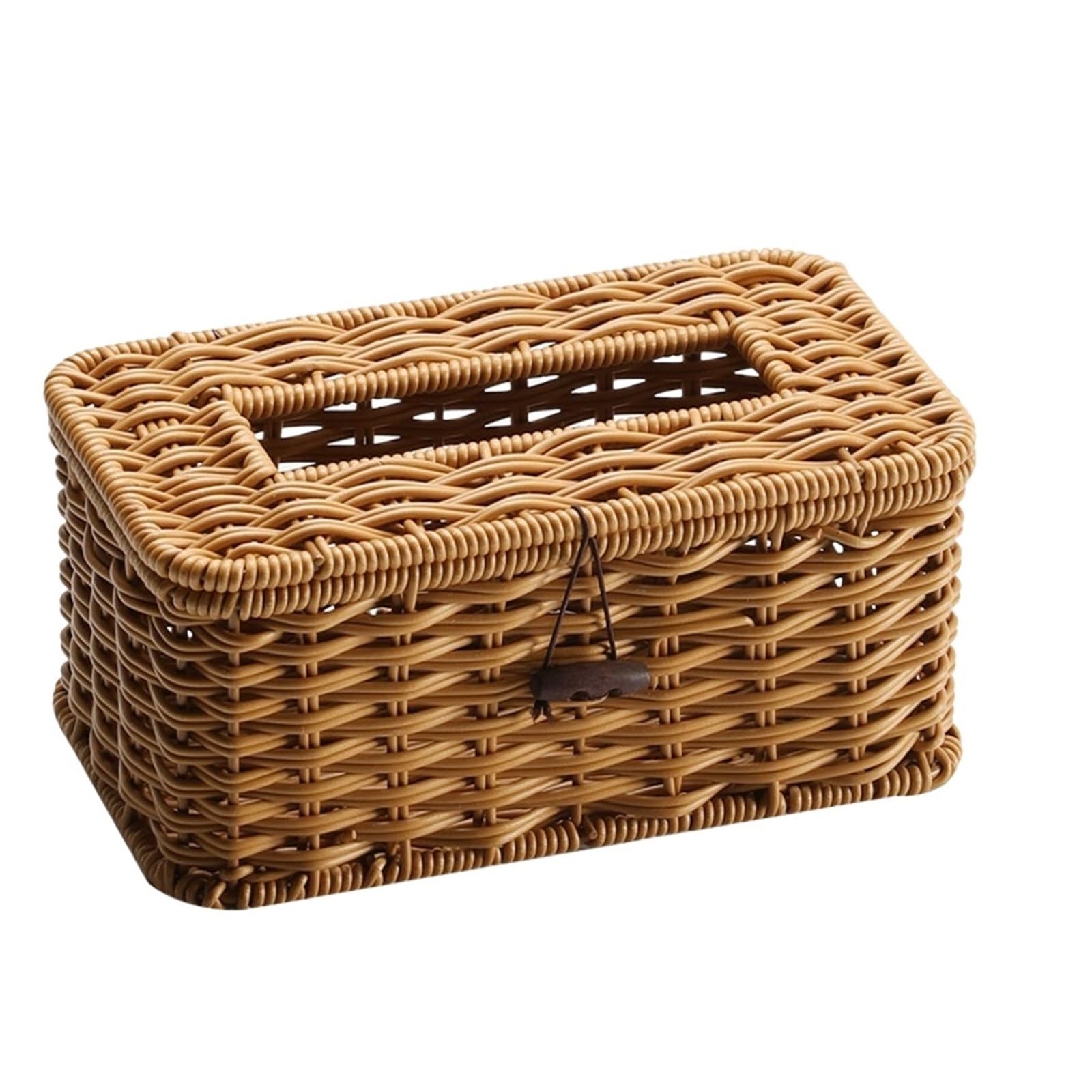 Rattan Tissue Box Cover Durable Imitation Rattan Woven Tissue Box Handmade Retro Napkin Holder Vintage Paper Kitchen(22x13x9cm)