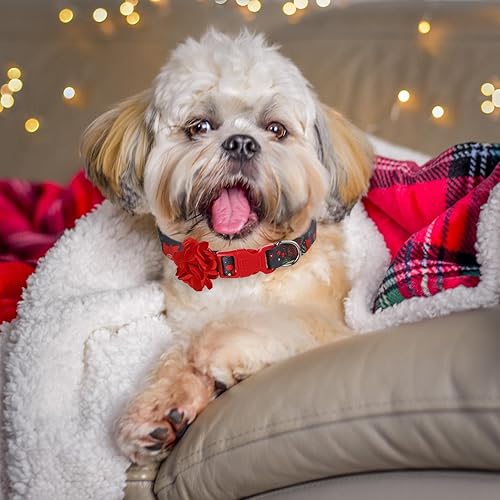 Miniatura 4 de Collares navideños para perros con flor roja extraíble, collar grande para perros hembras