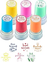 LAOYE Tampons Enseignants Français 6PCS Auto Encreur, Cadeau Professeur Ecole Avec Boîte pour Encourager Élèves, Plastique