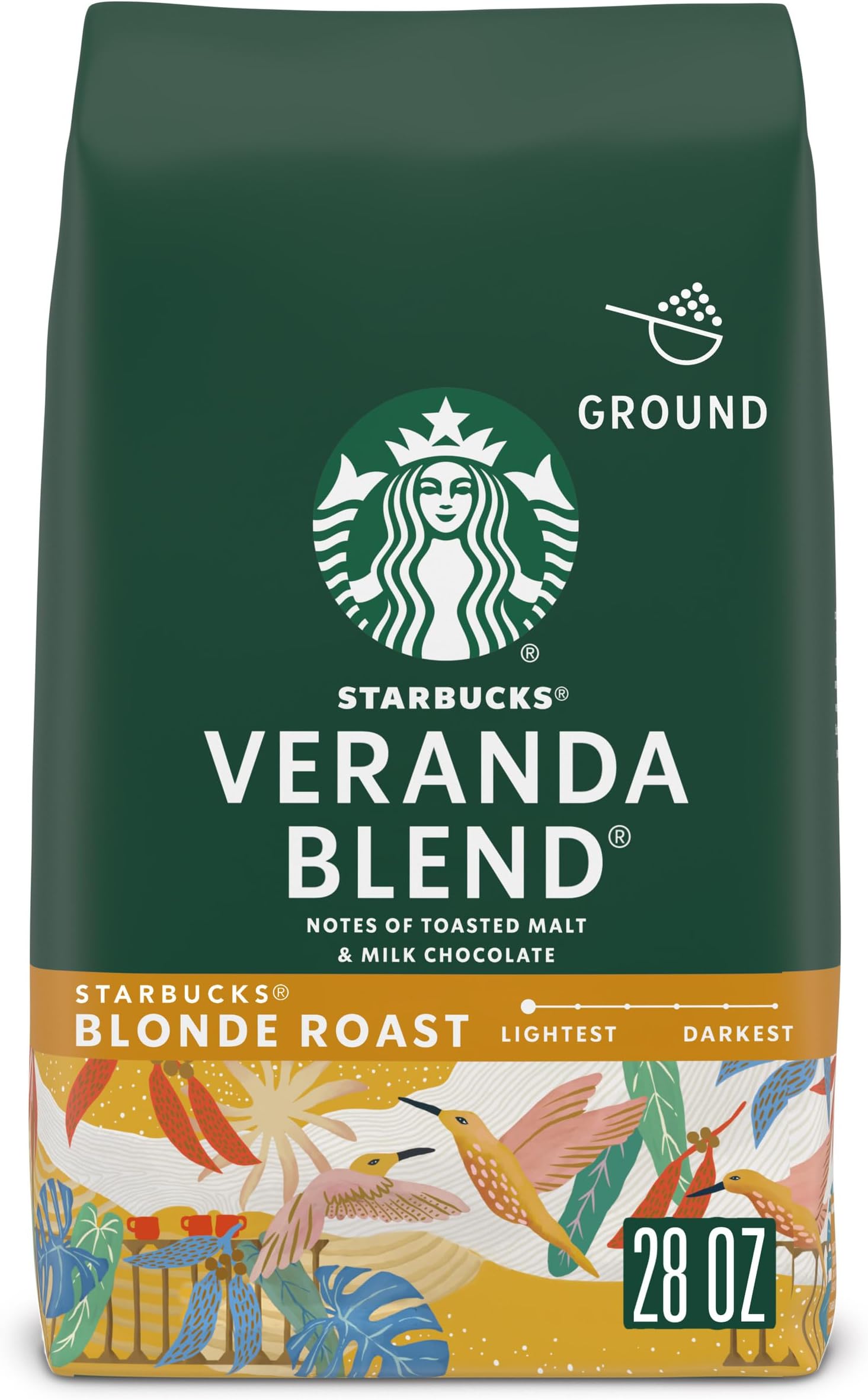 Ground Coffee—Starbucks Blonde Roast Coffee—Veranda Blend—100% Arabica—1 bag (28 oz)