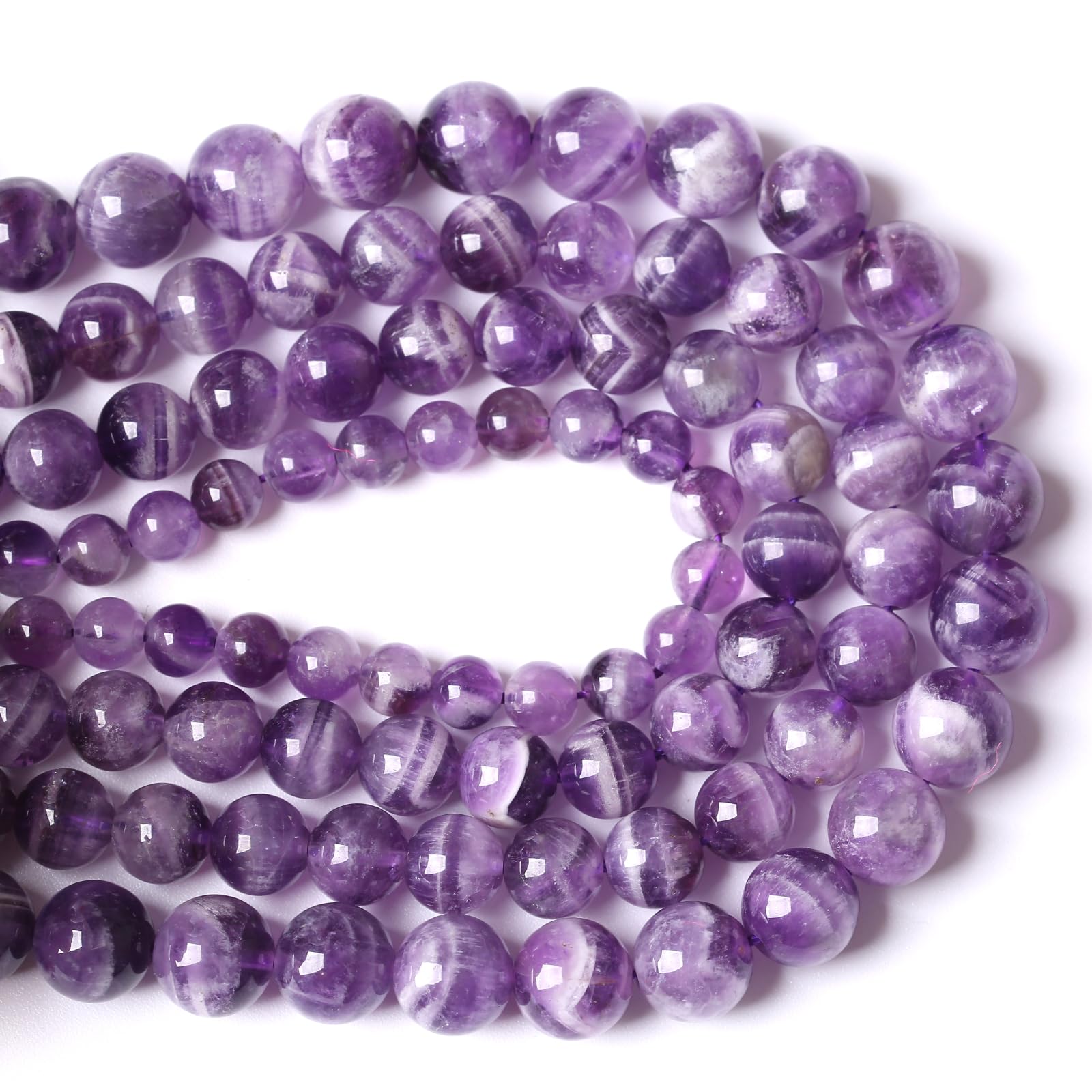 90 perline rotonde sfuse in pizzo viola naturale da 8 mm, perline sfuse di cristallo per la creazione di gioielli fai da te, bracciali, collane, 81,3 cm, 2 fili