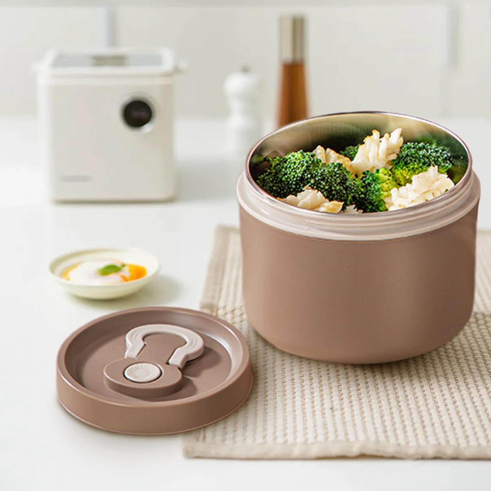 MRKU Portapranzo in Acciaio Inox, Termico, contenitori isolati, Preparazione pasti, Portatile, Contenitore per Alimenti, 650 ml, conservazione Alimenti