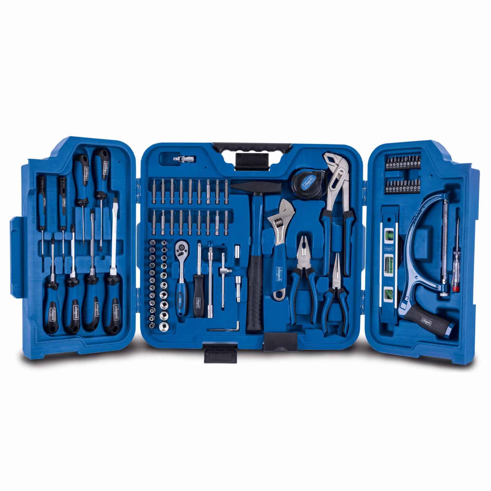 Scheppach Coffret à outils TB99 – Coffret multi outils – 90 pièces | Mallette à outils – Caisse à outils – Tournevis, douilles, clés Allen