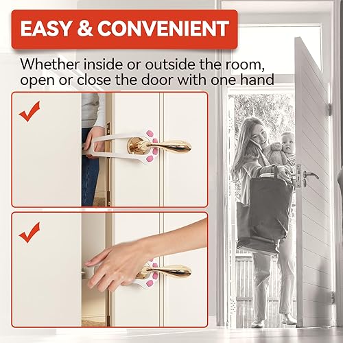 Miniatura 3 de Pestillo de puerta para gato, 2 piezas de tapón de puerta de gato para mantener al perro fuera de la caja de arena y alimentos, accesorio de puerta