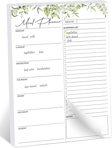 Planificador semanal de comidas y lista de comestibles, almohadilla magnética para refrigerador, 52 hojas, bloc de notas magnético para