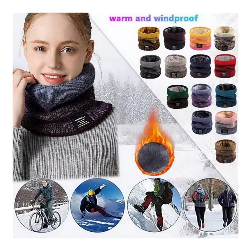 Winterschal für Herren, Fleece-Ring, Bandana, gestrickt, warm, solider Schal, Damen, Halswärmer, dickes Kaschmir, heißes Taschentuch, Skimaske
