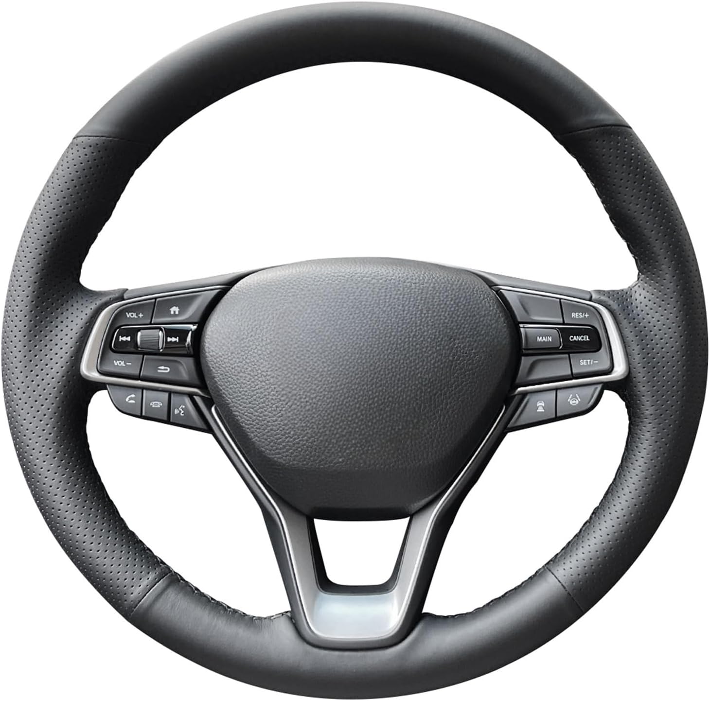 MEWANT Hand Stitch Black Genuine Leather Steering Wheel Cover for Honda Accord 10 2018-2021 / Insight 2019-2021