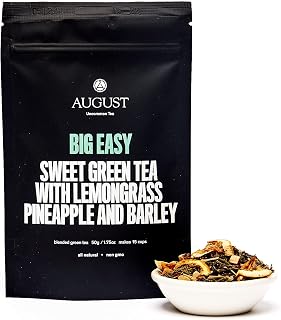 August Uncommon Big Easy Loose Leaf Tea – Pineapple and Caramel Sweet Green Tea with L-Theanine – All-Natural, Non-GMO for Tea Lovers – Cake-Inspired Flavor in a Resealable Pouch (1.8oz)