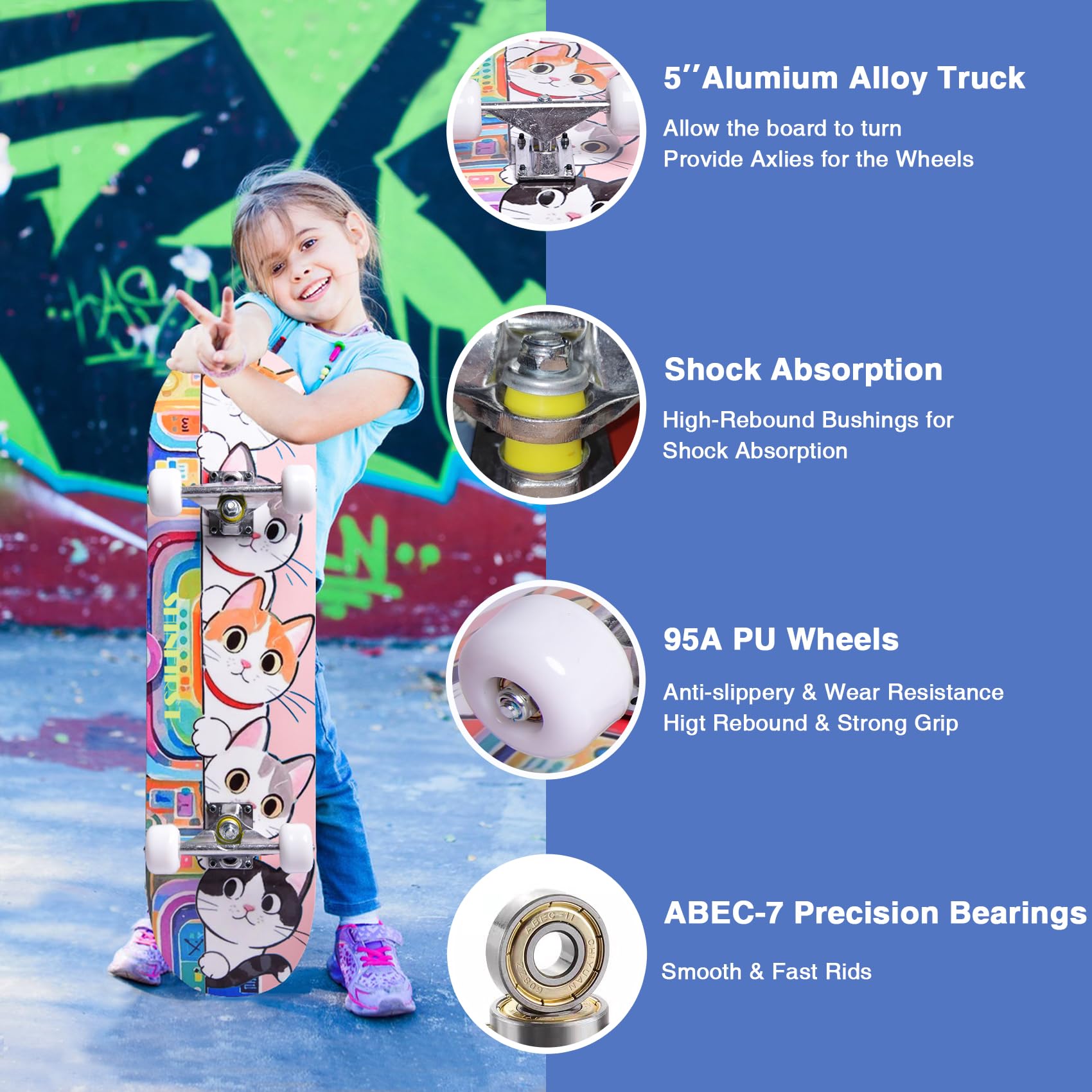 31 Inch Complete Skateboard for Beginners, Unicorn Togo 31 Inch Complete Skateboard for Beginners, Unicorn Togo