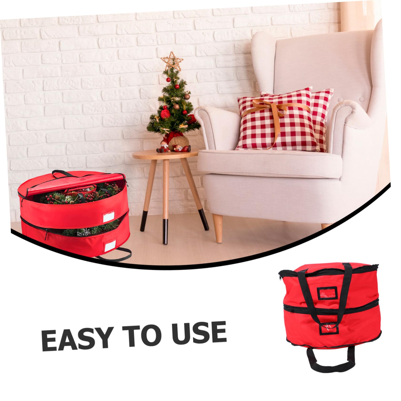 GOOHOCHY 1pc Double Layered Round Storage Bag Garland Holder for Wreaths Organizer and Holiday Storage