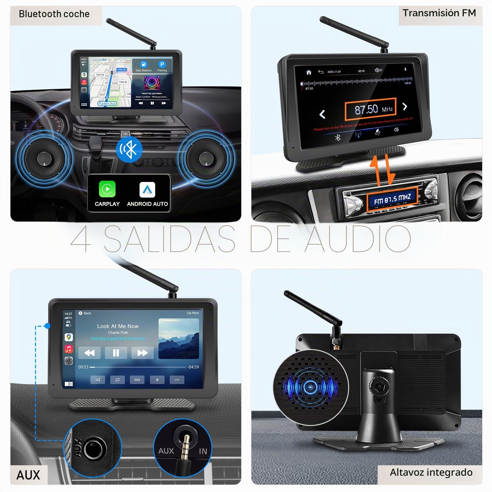 URVOLAX Camara Marcha Atras Inalambrico: Pantalla Coche Apple CarPlay/Android Auto Portátil 7 Pulgadas - Batería 10.000mAh para Autocaravana Caravana Remolque Camion (Primero De La Industria 69X)