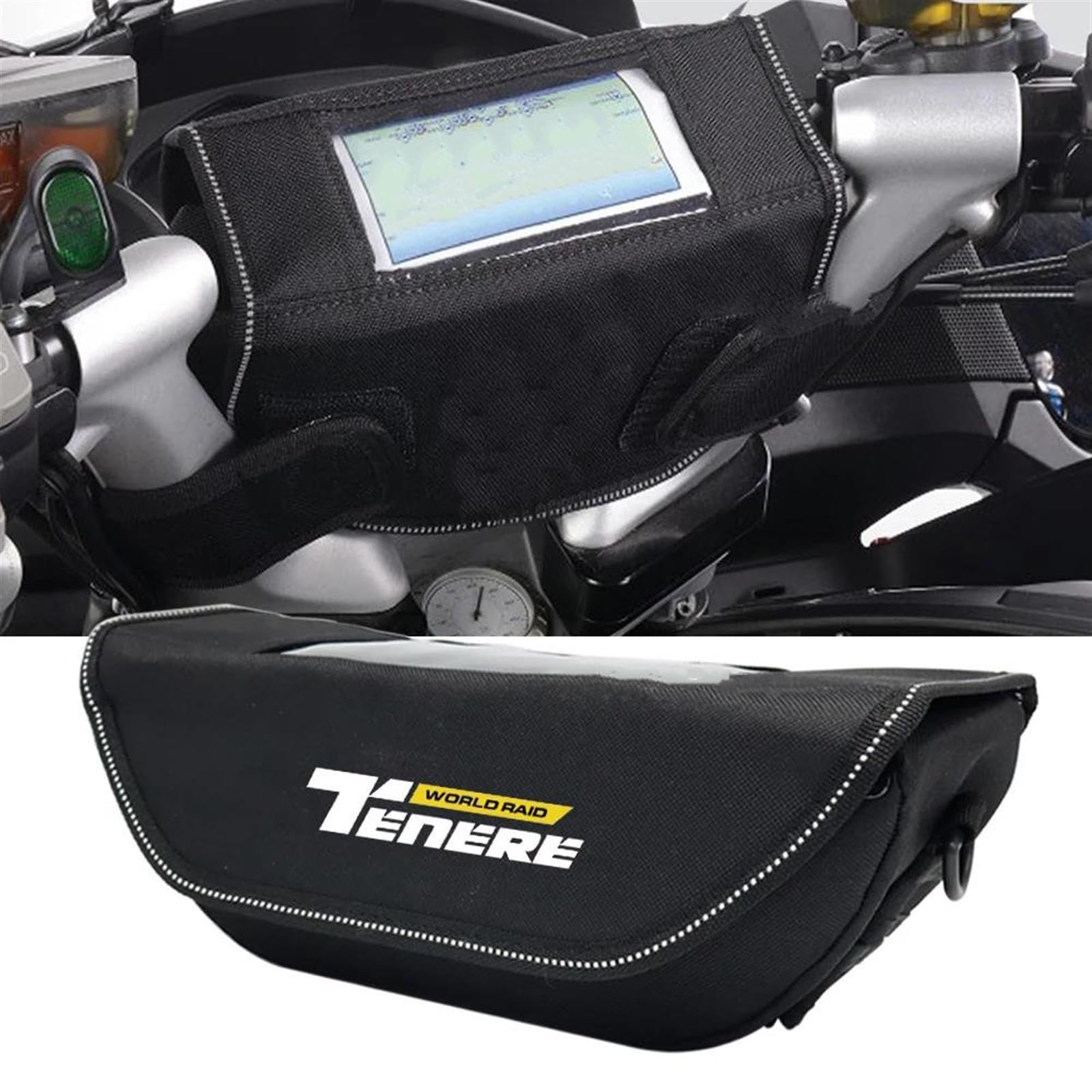 Borsa da Manubrio per Moto Impermeabile per Y&amaha Tenere 700 World Raid 2022 Pacchetto di Attrezzi da Viaggio per Riporre Gli Accessori(Nero 1)