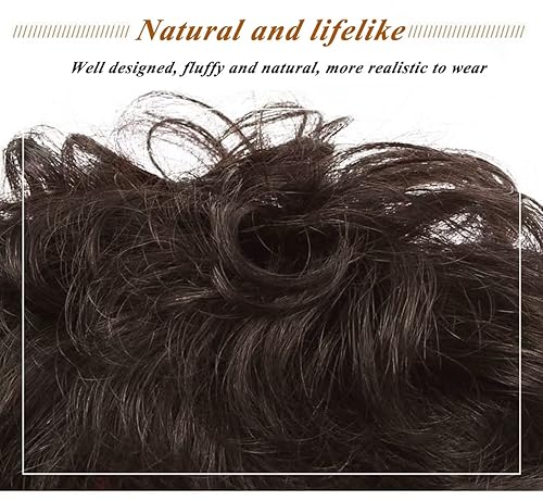 Miniatura 5 de Pieza de repuesto para cabello rizado natural, 5.1 x 5.1 in, cabello humano corto con clip en cabello ondulado para mujeres con cabello delgado,