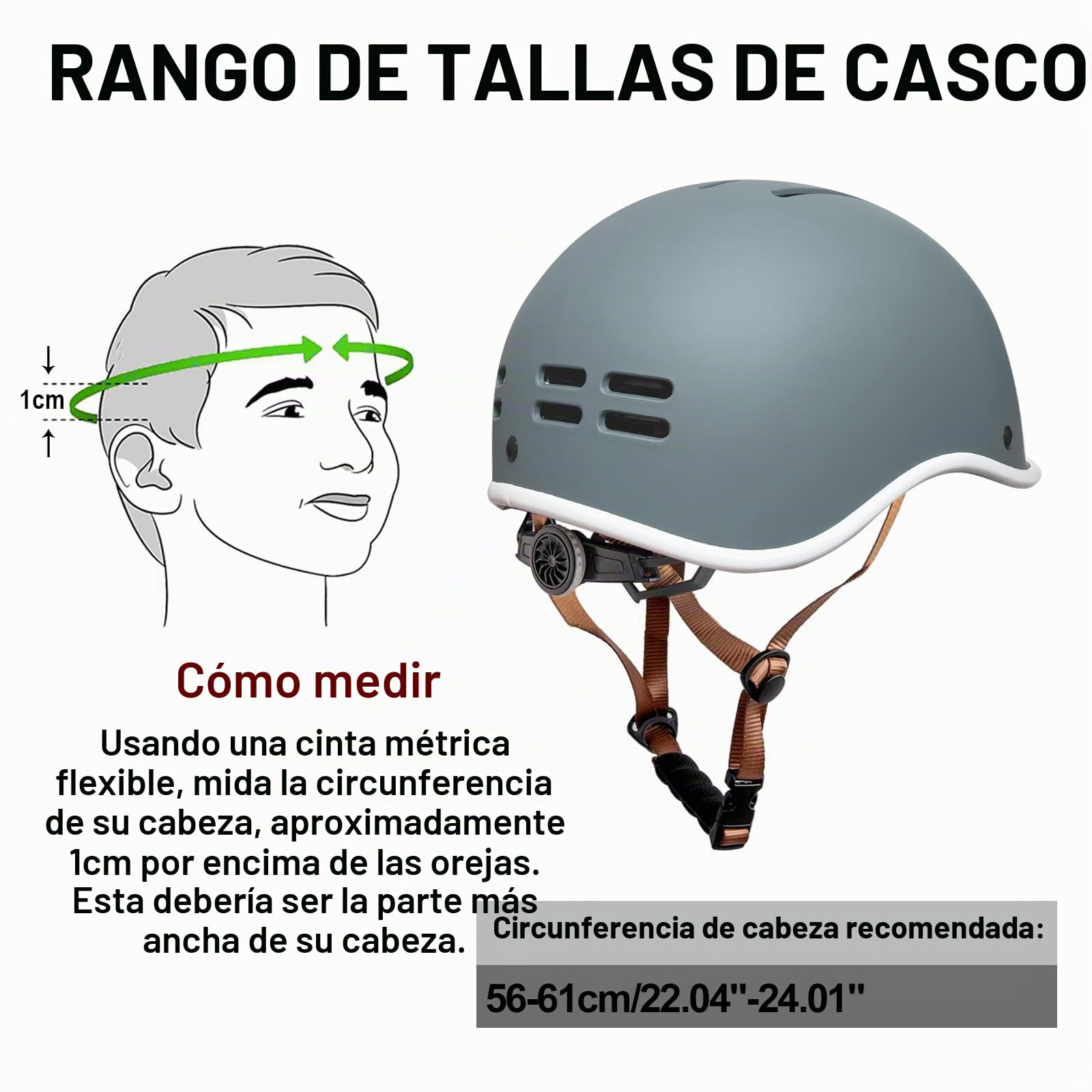 Exclusky Casco Bicicleta Adulto, Casco de Bicicleta para Hombre Mujer con Visera Baja Integrada Casco de Ciclismo Casco Patinete Electrico para Carretera (56-61CM) (Gris, 56-61cm)