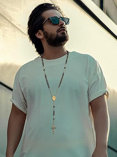 Miniatura 3 de FaithHeart Collar de cruz de rosario cristiano para mujeres y hombres, acero inoxidable para orar rosario en Y, caja de regalo