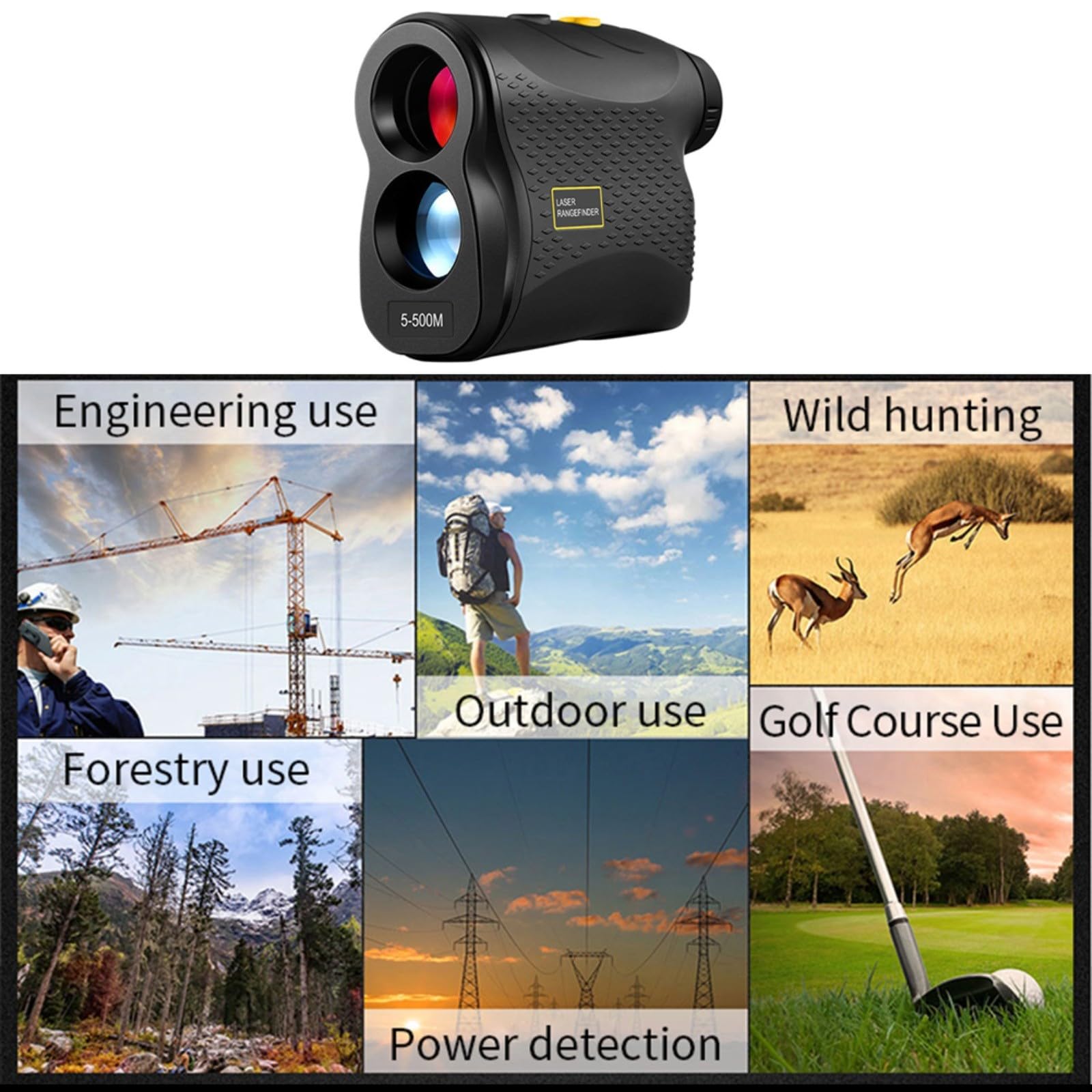 Laser Golf Entfernungsmesser mit 6 facher Vergrößerung, 500M Digital Golf Rangefinder mit Flag-Lock und Vibration, ± 1m Genauigkeit, Entfernungsmesser Jagd